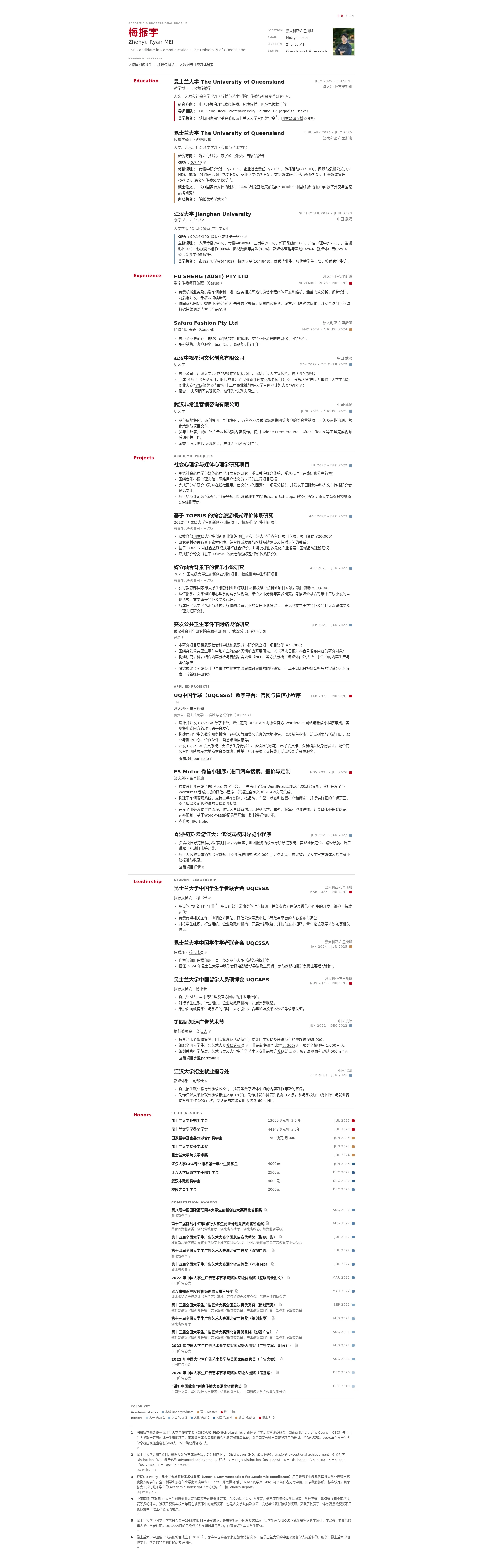 梅振宇 Zhenyu Ryan MEI - Resume